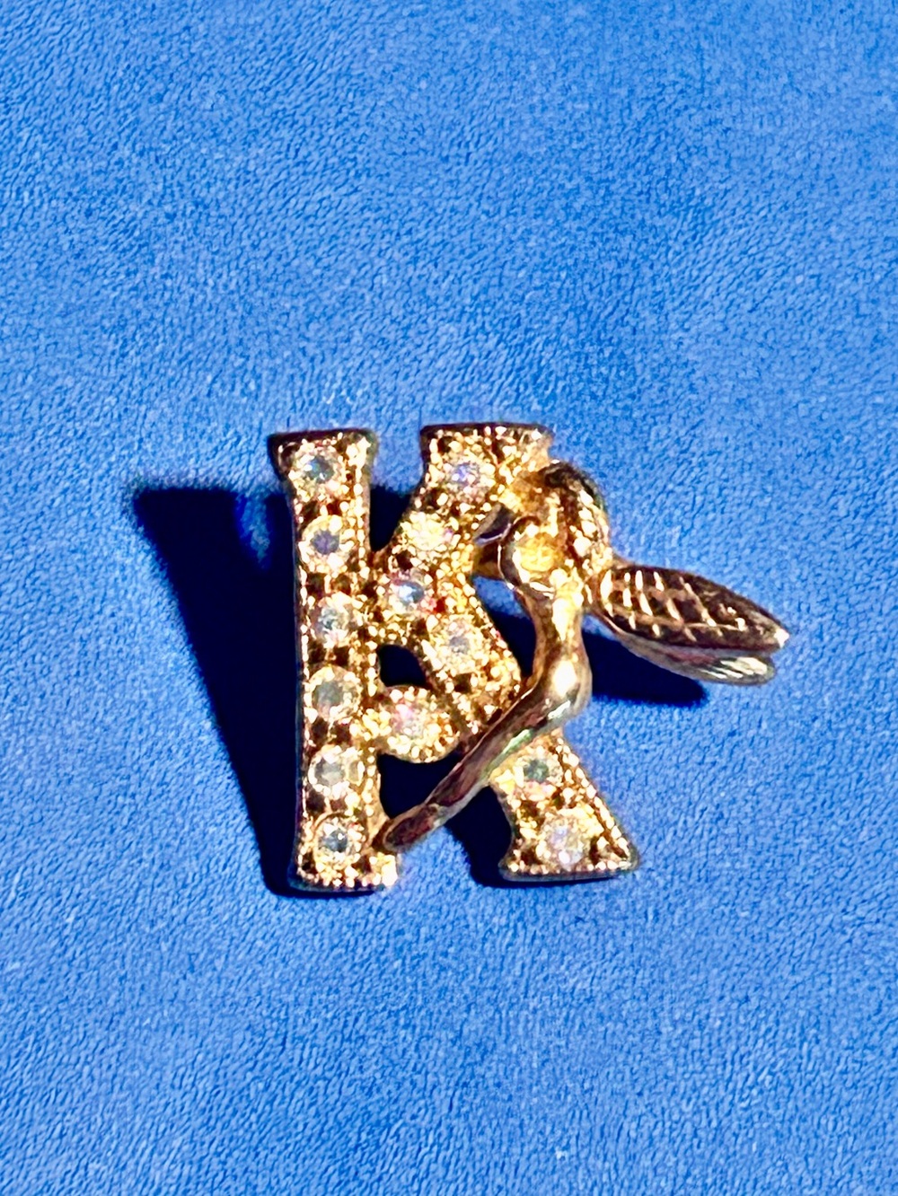 Kirks Folly Vintage 'K' Brooch with Clear Crystals and fairy accent